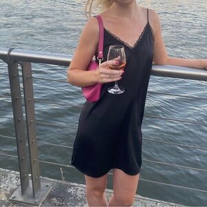 H&M Black Lace Detail Mini Dress